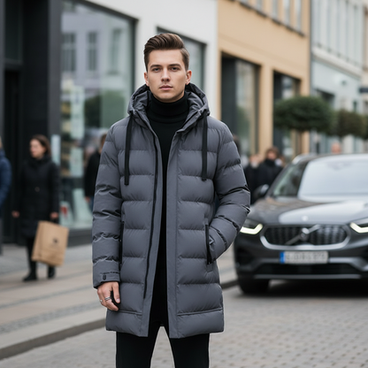 Kapuzen Winterjacke winddicht mit langem Schnitt