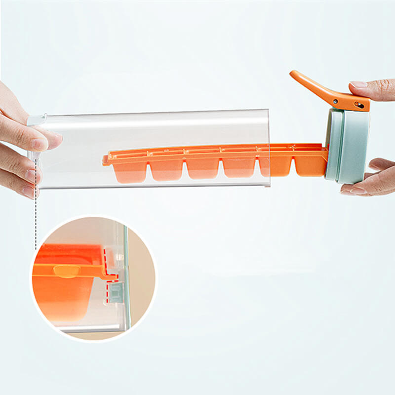 FrostPulse™ | Eiswürfelform mit Knopf – Hygienisch, leicht entnehmbar & platzsparend | 1+1 GRATIS
