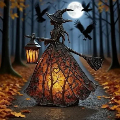 Halloween Hexenlaterne mit warmweißem LED Licht