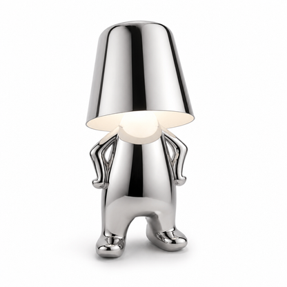 LED Schreibtischlampe Denker Figur in Gold oder Silber