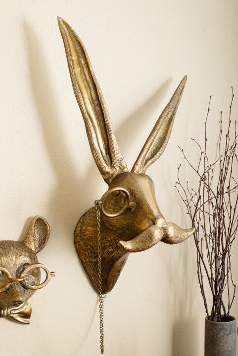 Tierkopf-Wanddeko aus Kunstharz – handbemalt