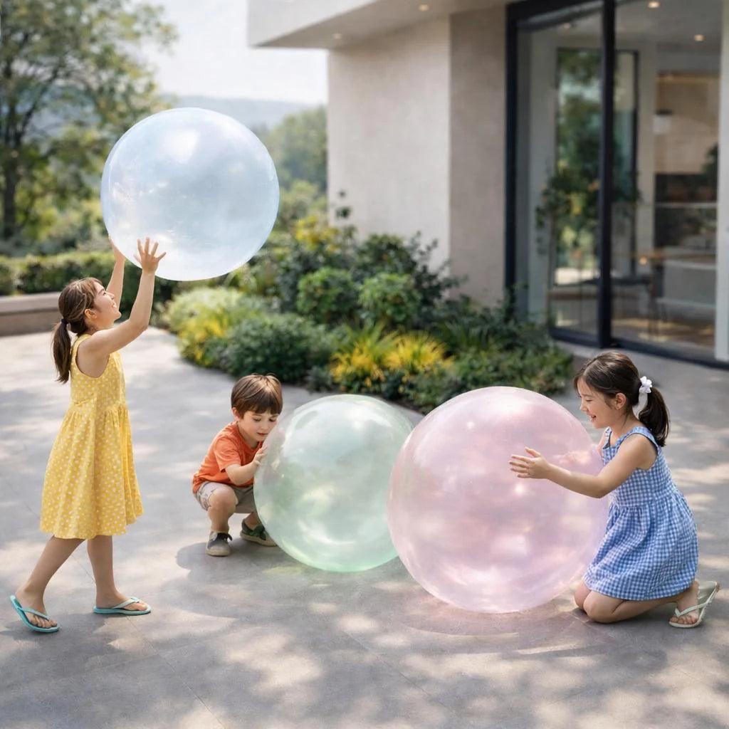 BlubberBall | Aufblasbarer Spielball XXL | Bunter Gummiball für Kinder