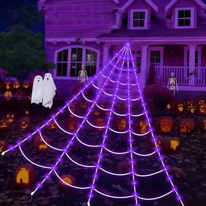 Halloween Spinnennetz LED Lichterkette 5 m mit Fernbedienung