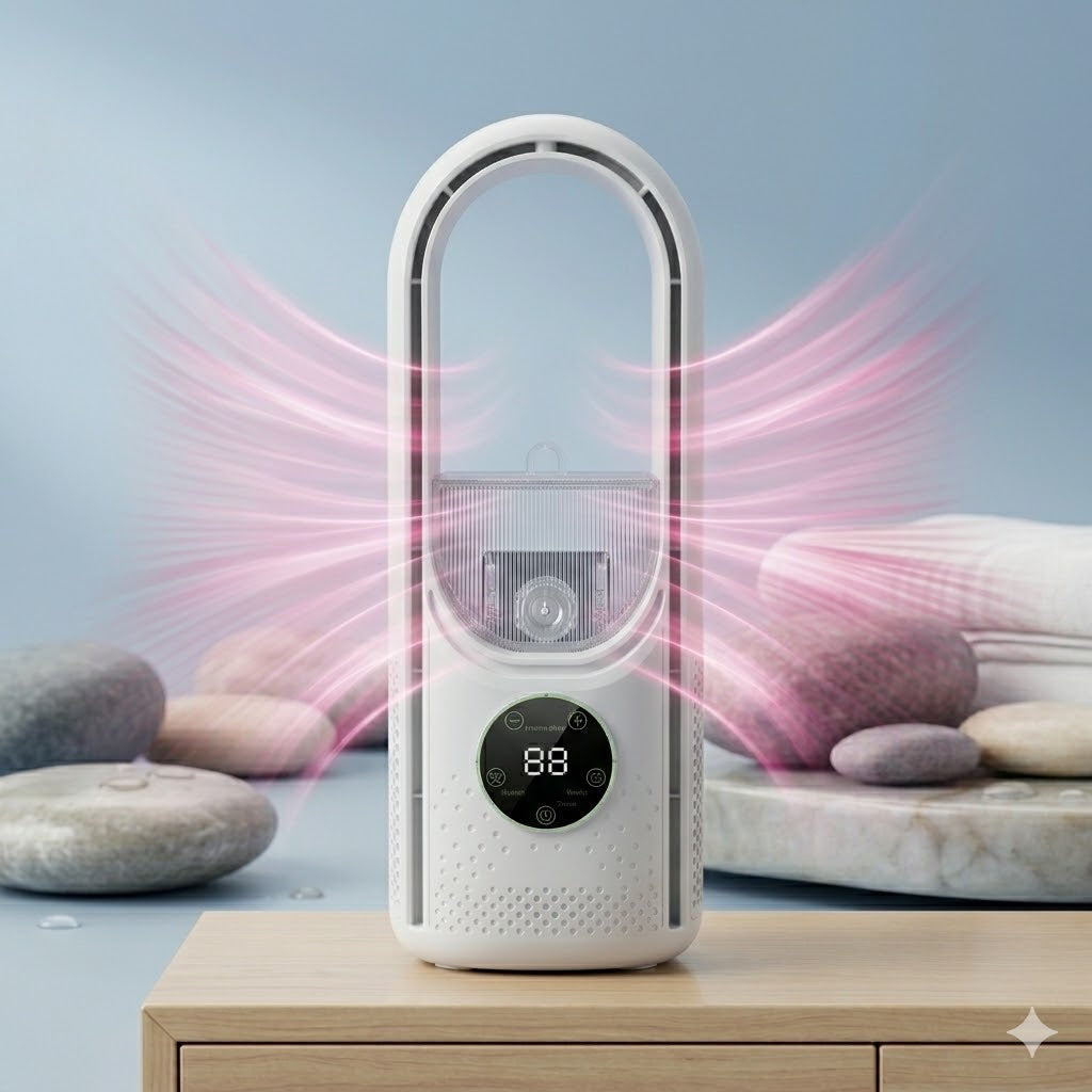 WhisperFlow™ Bladloser Turmventilator – Flüsterleise für Schreibtisch & Schlafzimmer