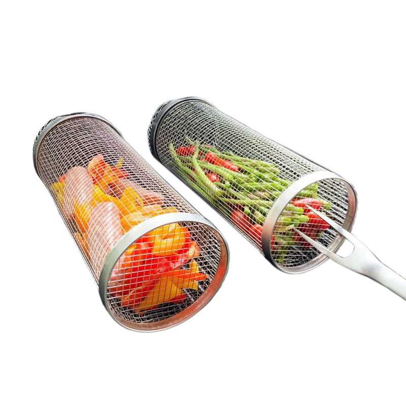 GrillMaster | 360° BBQ Grillkorb aus Edelstahl | Gleichmäßiges Grillen ohne Anbrennen | 1+1 GRATIS