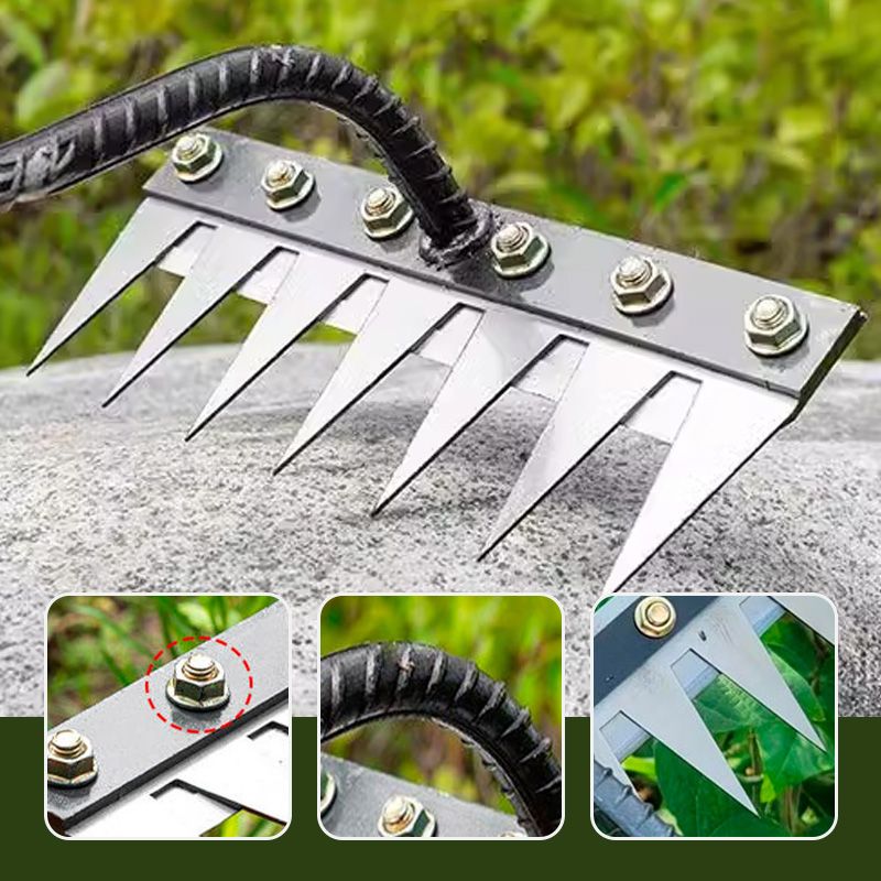 IronBloom™ | Gartenrechen aus Carbonstahl – Unkrautentferner, 5–8 Zähne, robust & rostfrei