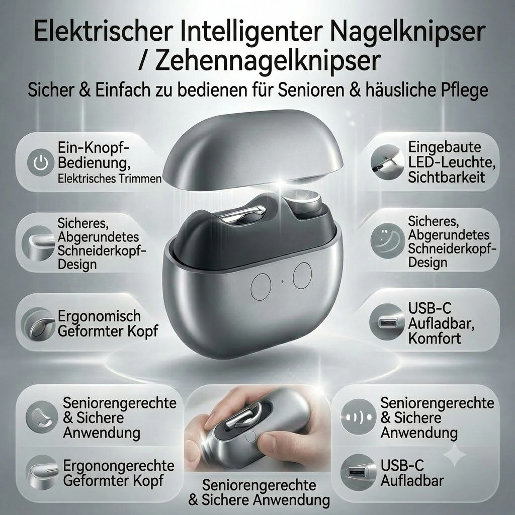 Elektrische Nagelschere mit LED-Licht | Klippglöd