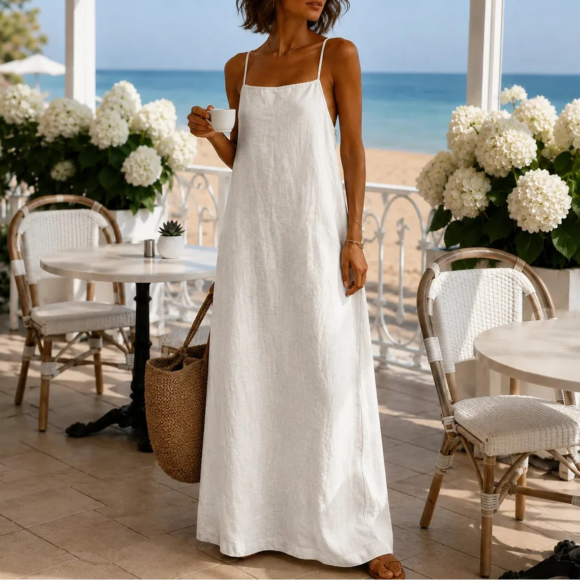 Marelle – Maxi-Unterkleid in Leinenoptik