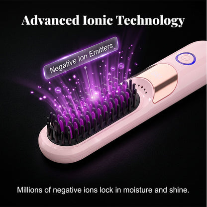Ionen Glättbürste mit 3 Temperaturstufen und USB C Aufladung