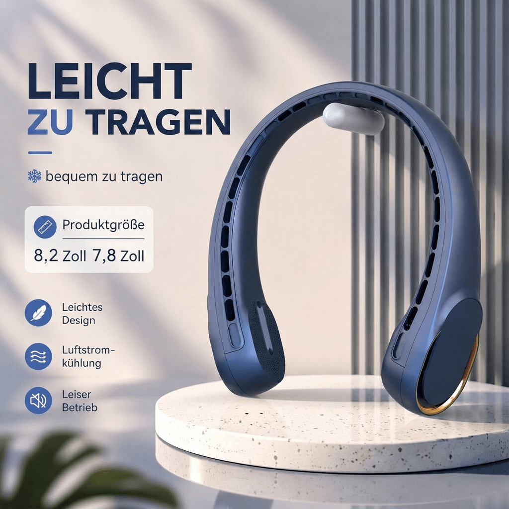 NackenAire™ Bladeless Nackenventilator – Handsfree-Abkühlung für unterwegs