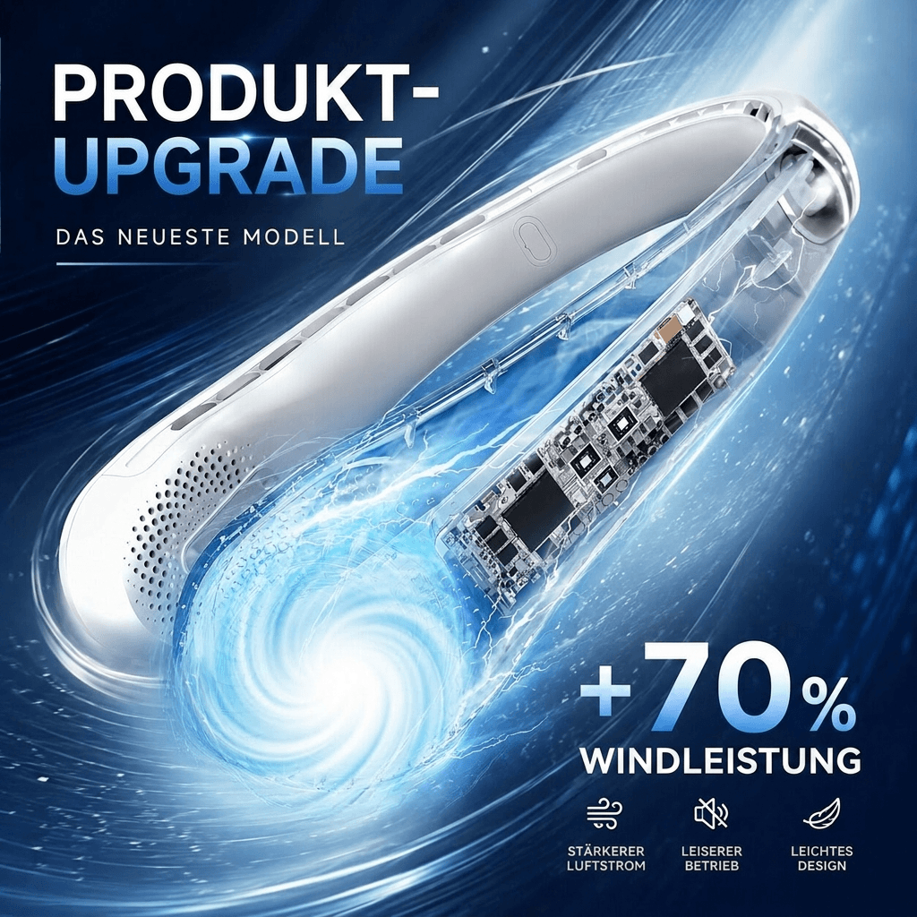 NackenAire™ Bladeless Nackenventilator – Handsfree-Abkühlung für unterwegs