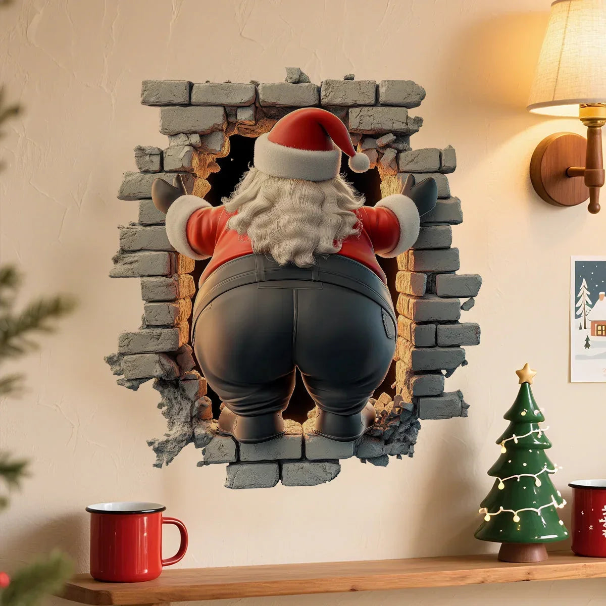 3D Weihnachtsmann Wandsticker aus PVC