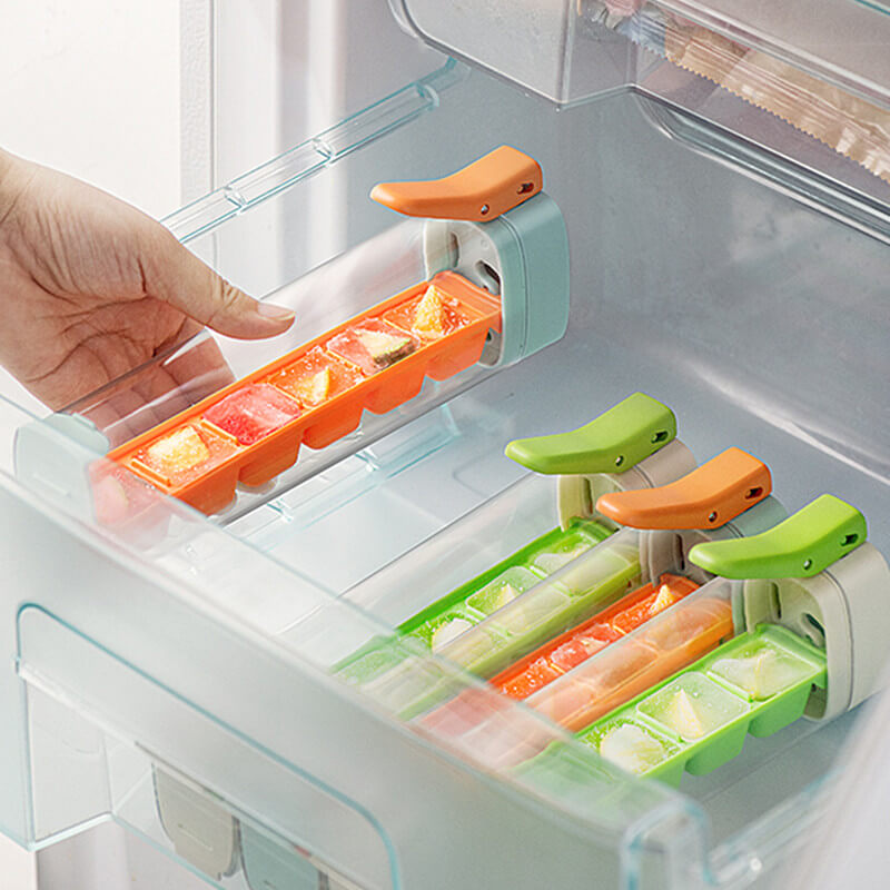 FrostPulse™ | Eiswürfelform mit Knopf – Hygienisch, leicht entnehmbar & platzsparend | 1+1 GRATIS
