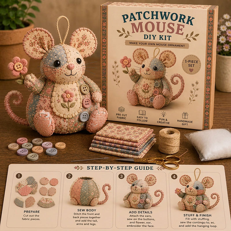 PatchNest™ | Entspannen und ein gemütliches Vintage Plüschmaus-Bastelset erstellen