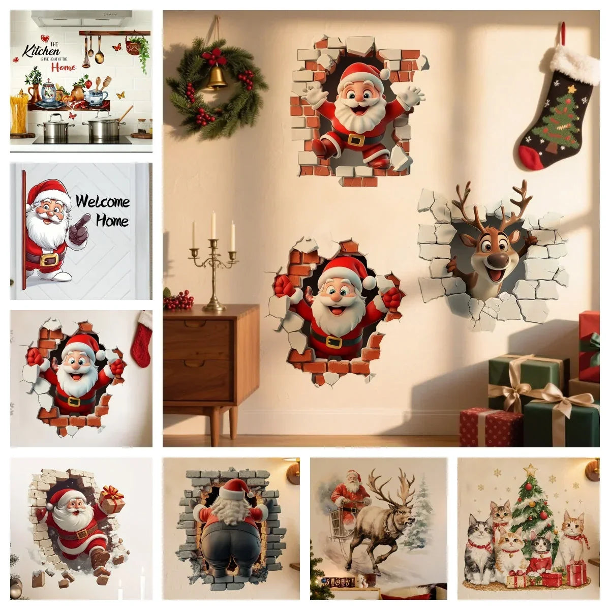 3D Weihnachtsmann Wandsticker aus PVC