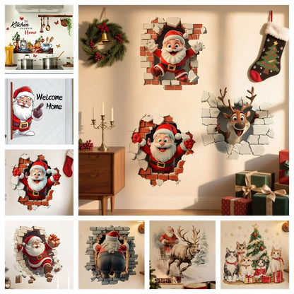 3D Weihnachtsmann Wandsticker aus PVC