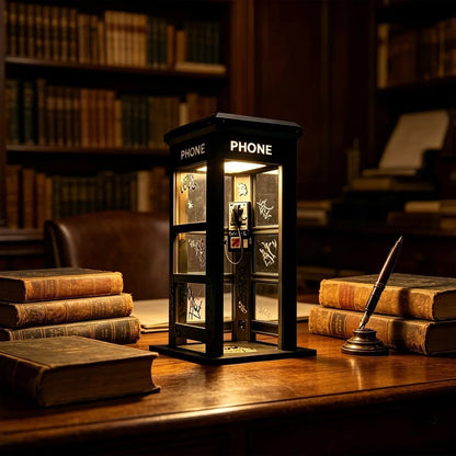 Vintage Telefonzellen Tischlampe mit warmem Ambiente Licht