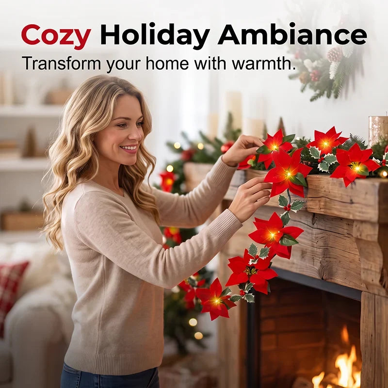 Weihnachtsstern Lichtergirlande mit warmweißen LEDs