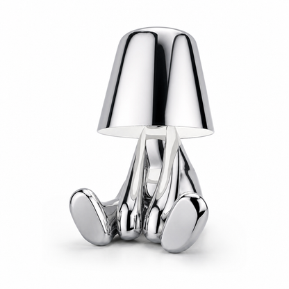 LED Schreibtischlampe Denker Figur in Gold oder Silber