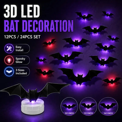 Halloween LED Fledermäuse mit lila Licht und Klebepads