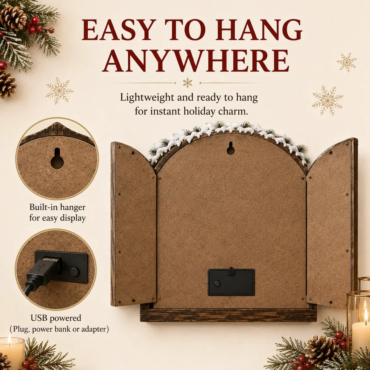 3D-Weihnachtsdeko mit Beleuchtung für die Wand