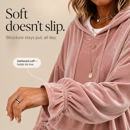 Samt-Hoodie mit Rüschenmanschette & Zipfelsaum | Wearbella