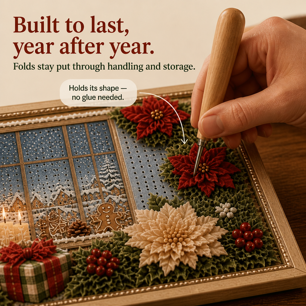 Weihnachts-Stoff-Steckbild ohne Nähen | Foldery