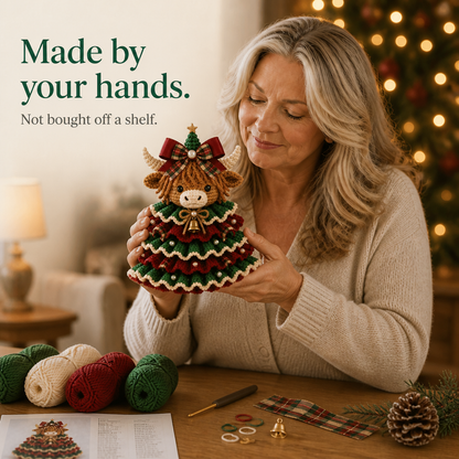 DIY Häkelset Hochlandrind Weihnachtsanhänger
