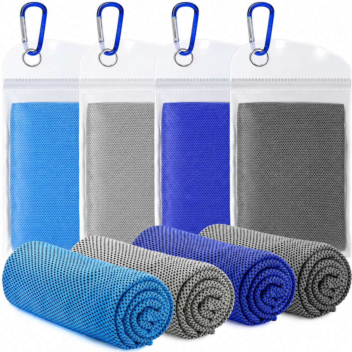 Kühlhandtücher 4er-Set aus Mikrofaser für Sport