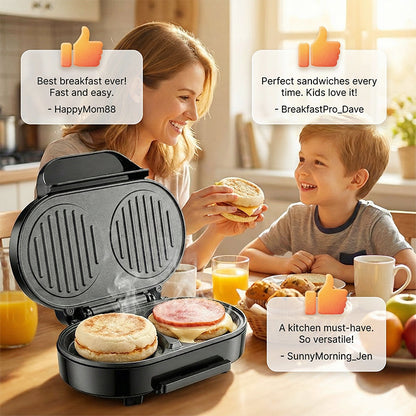 EmberGrill™ | Frühstücksgrill | 1000W, Antihaft & schnelles Kochen