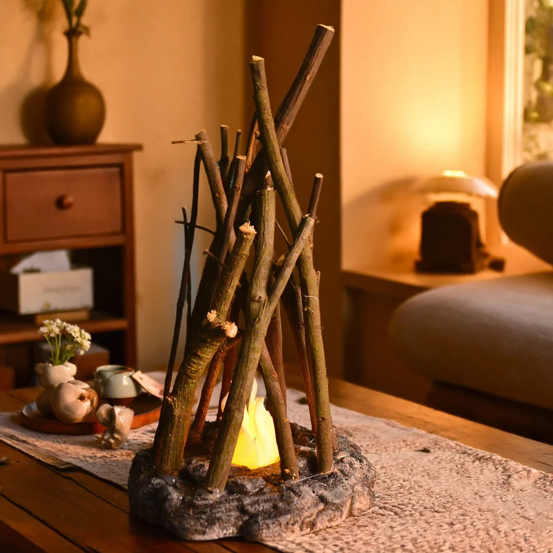 Nachtlicht aus Holz und Natursteinen mit Touch Funktion
