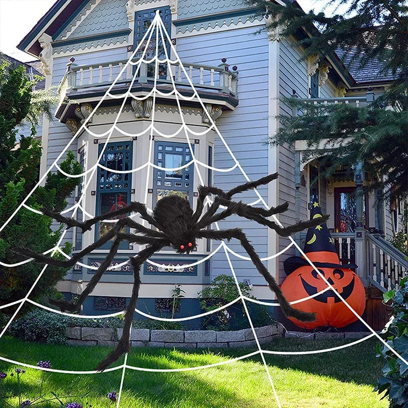Halloween Spinnennetz LED Lichterkette 5 m mit Fernbedienung