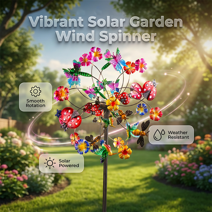 SolarSpin™ | Garten Windspiel – Kinetische Solar Deko mit Farbspiel & stabilem Erdspieß