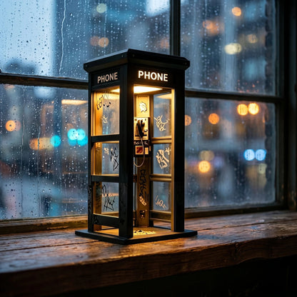 Vintage Telefonzellen Tischlampe mit warmem Ambiente Licht
