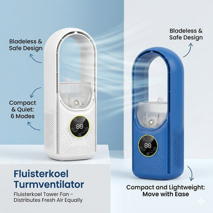 WhisperFlow™ Bladloser Turmventilator – Flüsterleise für Schreibtisch & Schlafzimmer