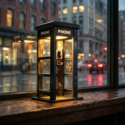 Vintage Telefonzellen Tischlampe mit warmem Ambiente Licht