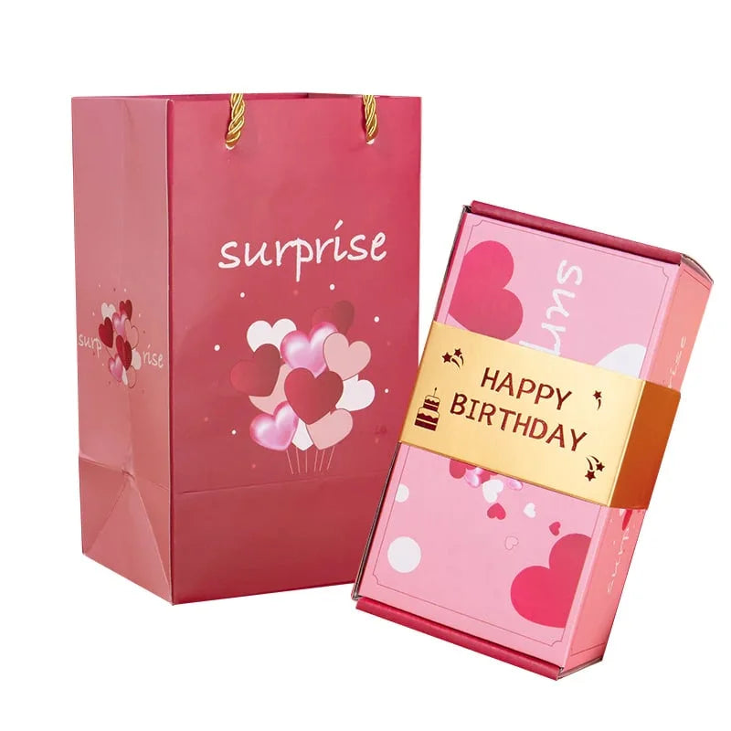 Überraschungs-Geschenkset mit 20 Pop-up-Boxen in Rosa