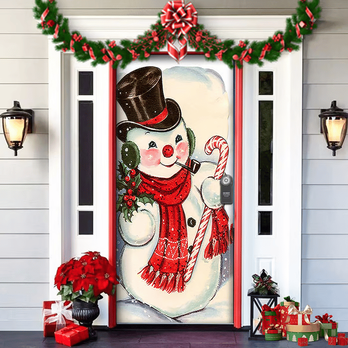 Weihnachts-Türcover – Süßer Schneemann