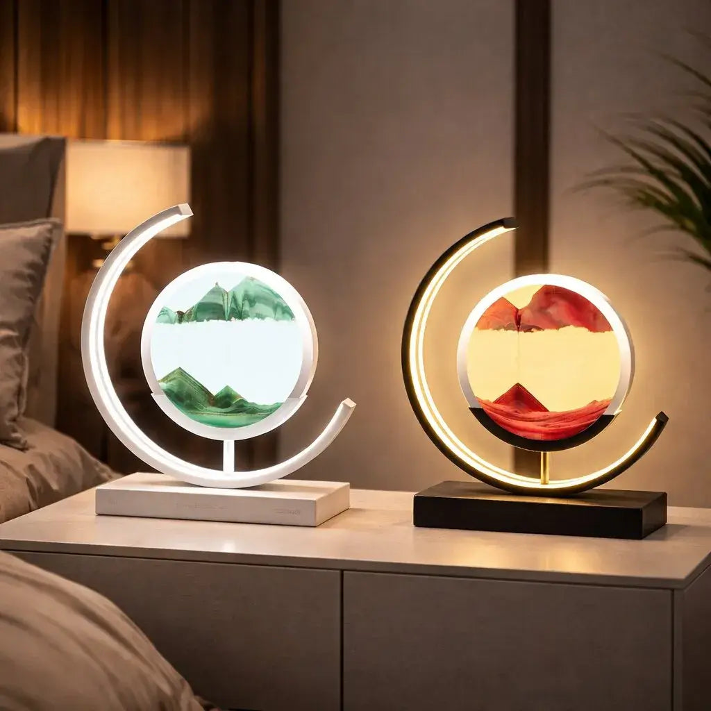 Deko LED Tischlampe | Moderne Designer Lampe | Sandbild zum Drehen | SandScape