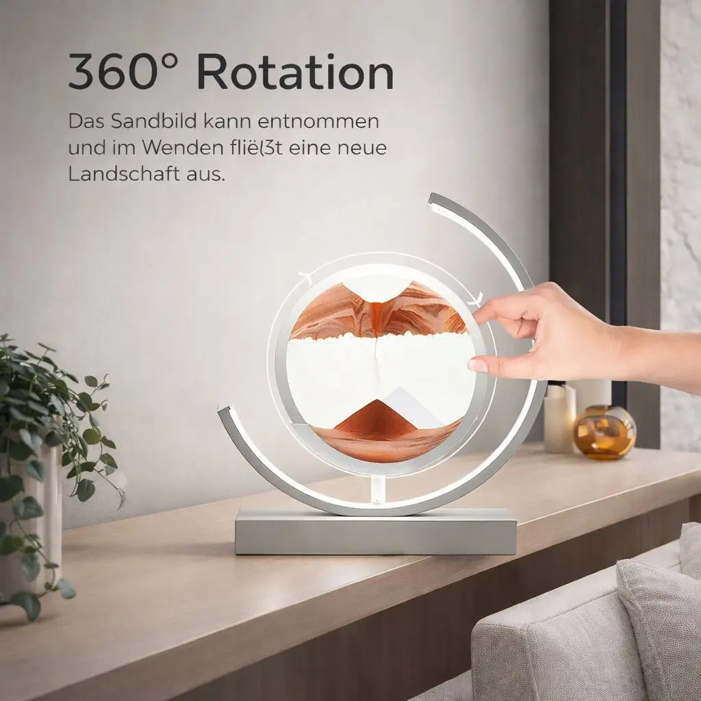 Deko LED Tischlampe | Moderne Designer Lampe | Sandbild zum Drehen | SandScape