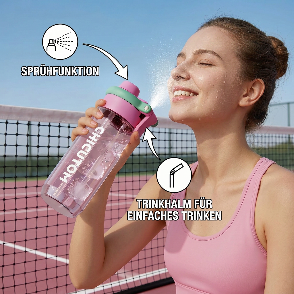 HydroSpritz™ 2-in-1 Sport-Trinkflasche – Trinken & Abkühlen in einem