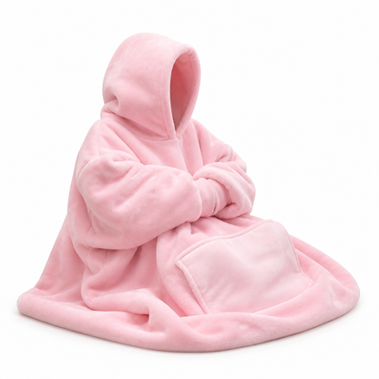Oversize Hoodie Decke mit Kapuze und Tasche aus Sherpa Fleece