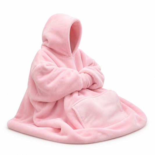 Oversize Hoodie Decke mit Kapuze und Tasche aus Sherpa Fleece