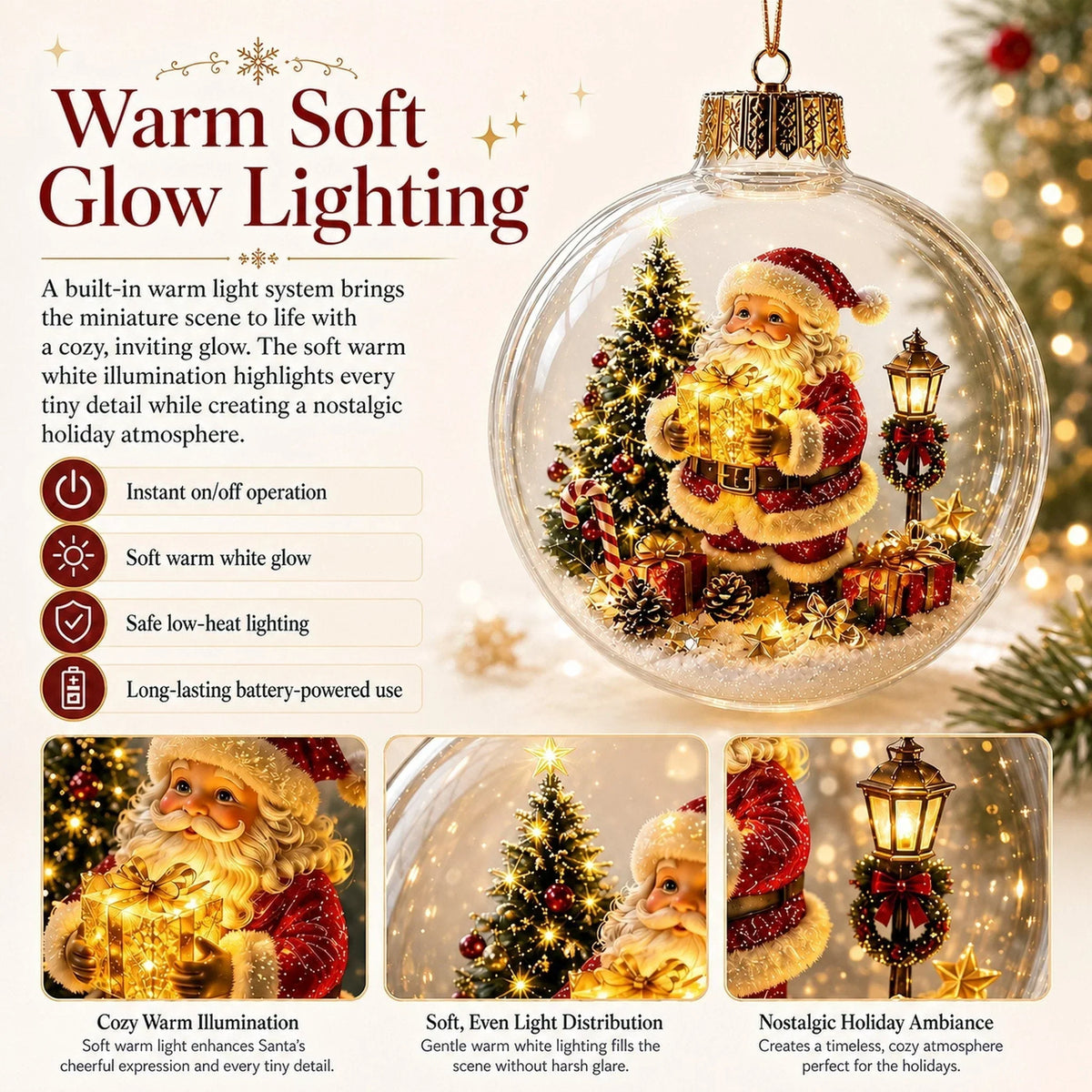 Beleuchteter Weihnachtsanhänger mit LED und Miniatur Szene