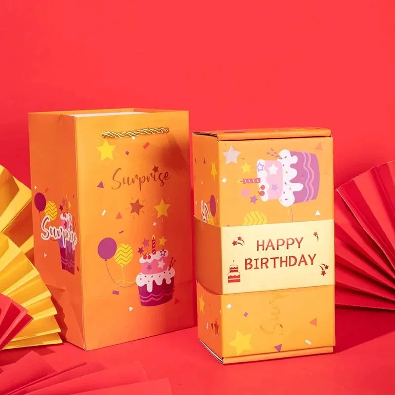 Überraschungs-Geschenkset in Gelb mit Happy-Birthday-Motiv