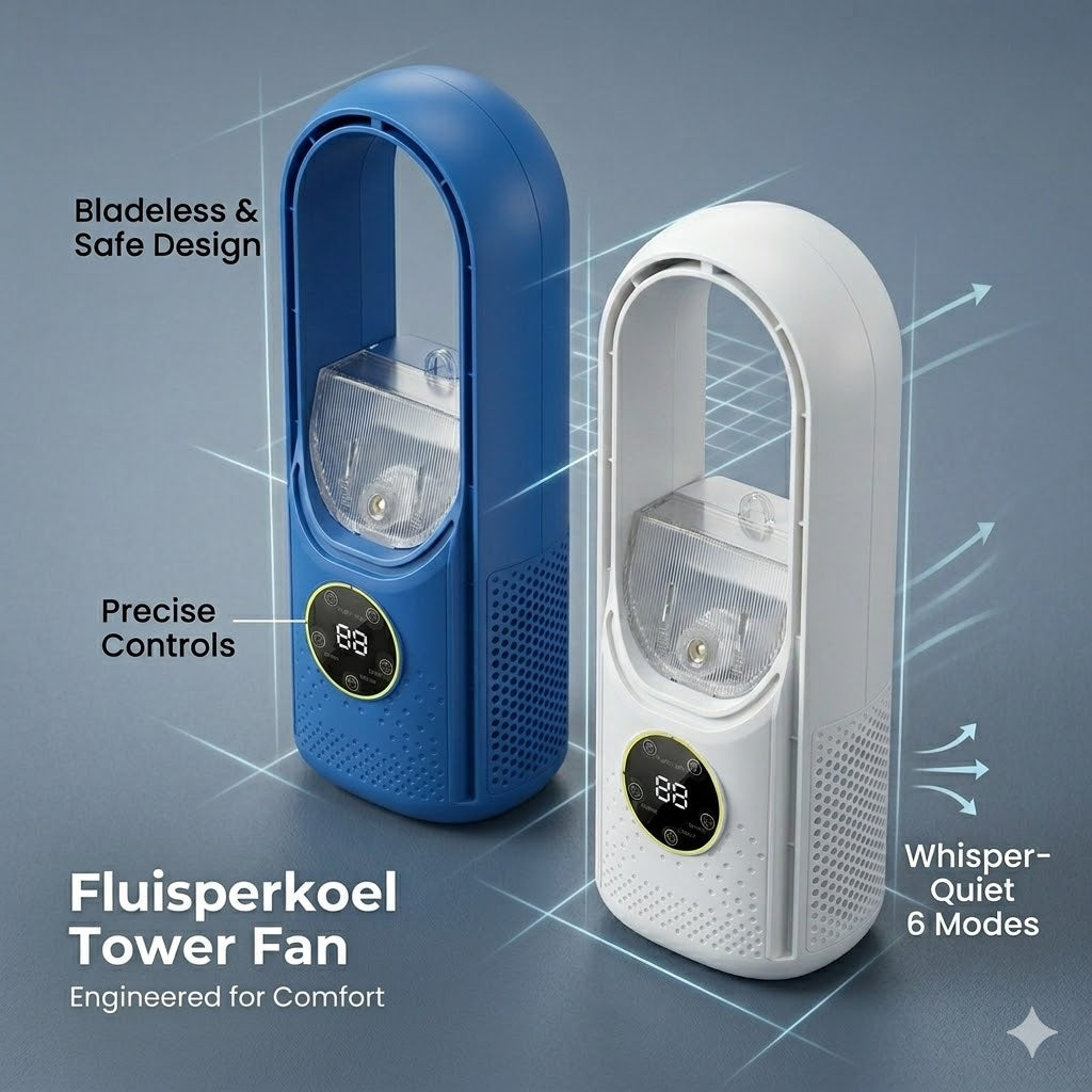 WhisperFlow™ Bladloser Turmventilator – Flüsterleise für Schreibtisch & Schlafzimmer