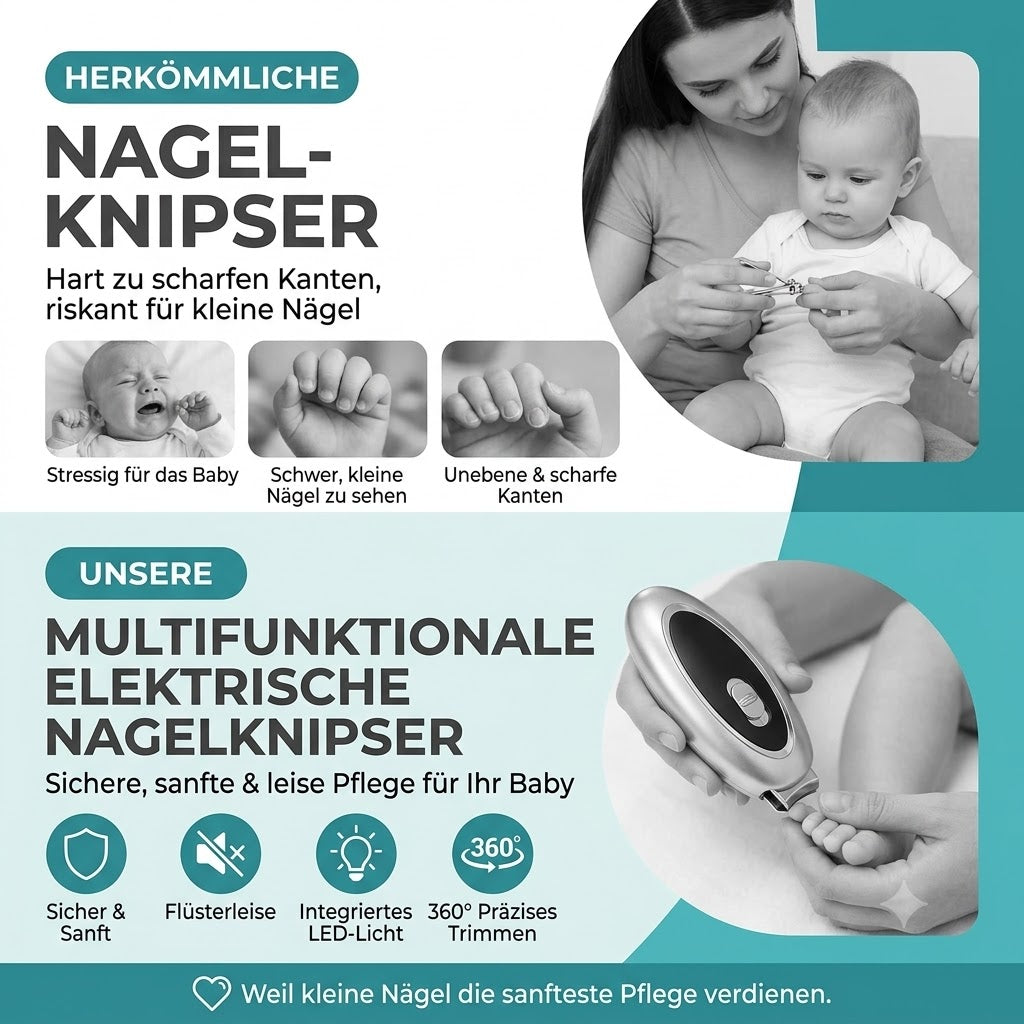 Elektrische Nagelschere mit LED-Licht | Klippglöd