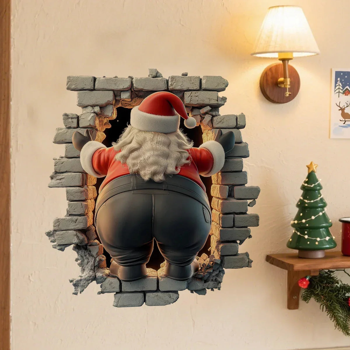 3D Weihnachtsmann Wandsticker aus PVC