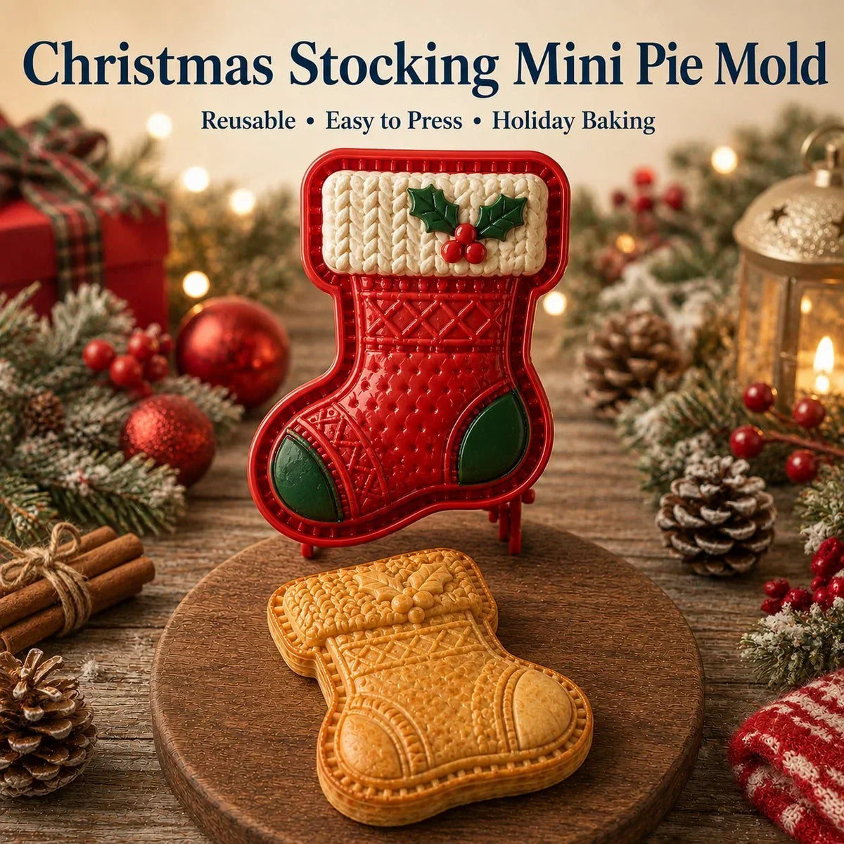 Weihnachts-Mini-Kuchenform mit 9 Motiven aus transparentem PET – wiederverwendbar, spülmaschinenfest