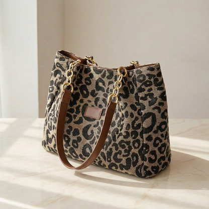 Lynxe™ Leopard-Tote – Statement-Tasche mit goldenem Ketten-Detail